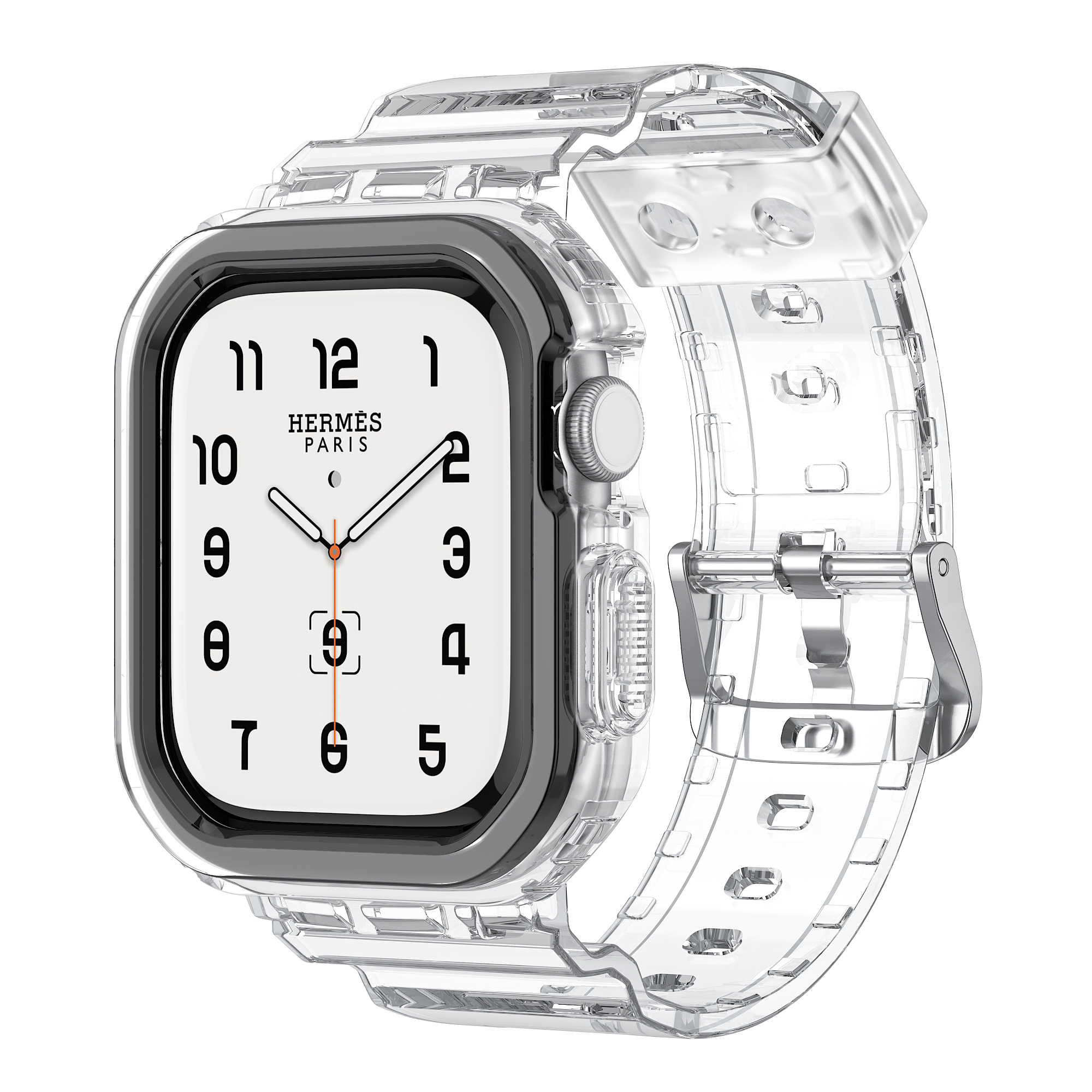 Compatible for Apple Watch Band 46mm 45mm 44mm 42mm (Apple Watch Series 10 2024) 41mm 40mm 38mm 49mm,Transparent Crystal Clear Watch Strap Sport Case and Band for iWatch Apple Watch Series 10 9 8 7 SE 6 5 4 3 2 1 Ultra/Ultra 2